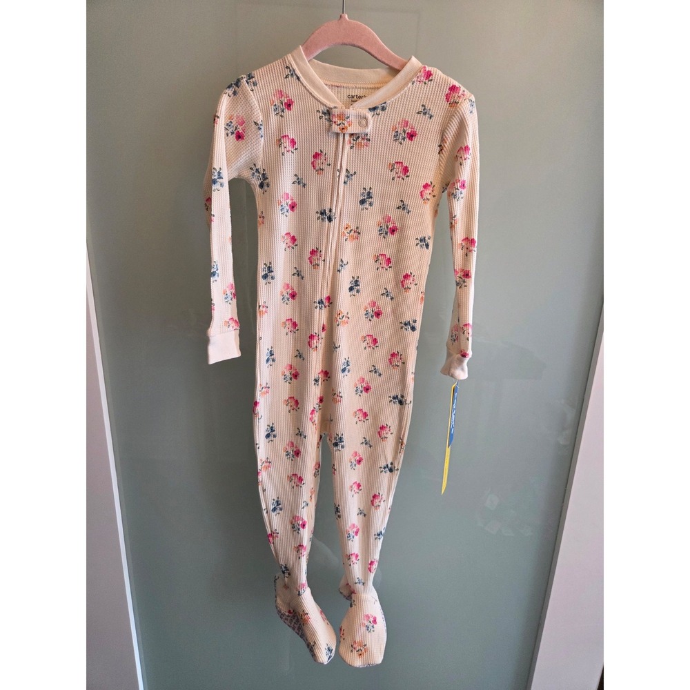 Carter's baby girl waffle‎ knit footed pajamas size 24 mos